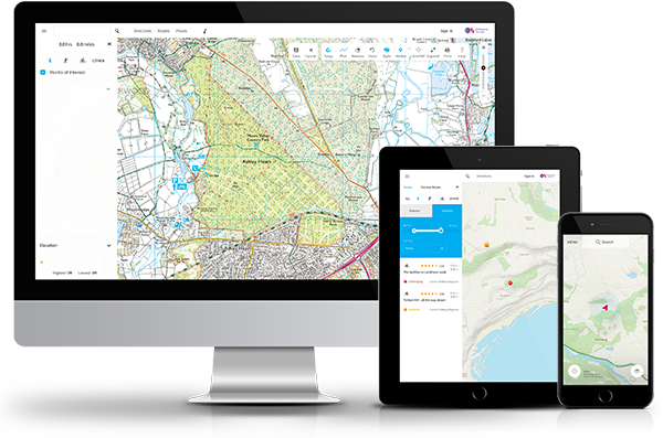 OS Maps on both mobile devices, and desktop machines