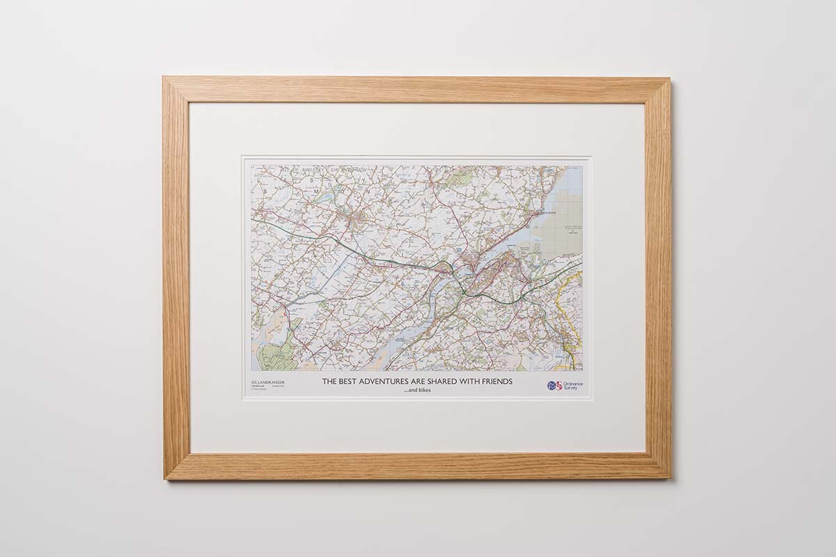 Custom Made Framed Map - Light Oak Frame