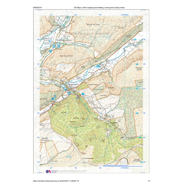 Printed paper map from OS Maps web