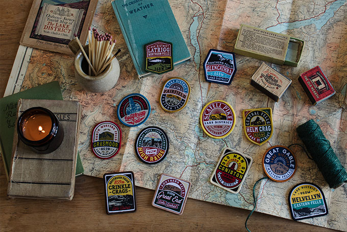 Adventure patches laid on table