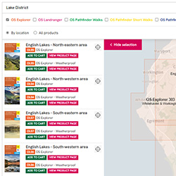 Screenshot showing sidebar with products