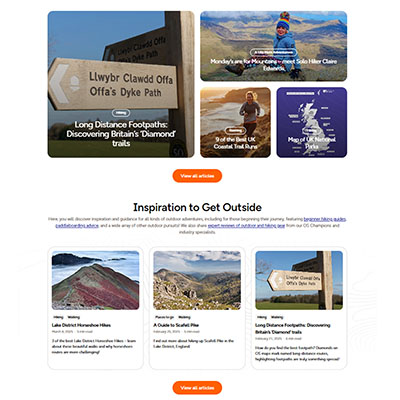 Image of the GetOutside Home Page