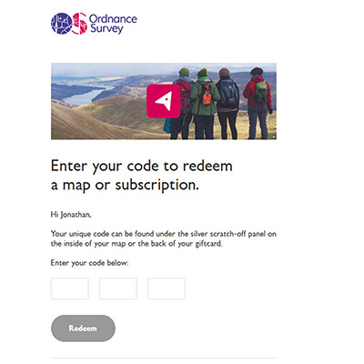 Image of the Redeem a code page